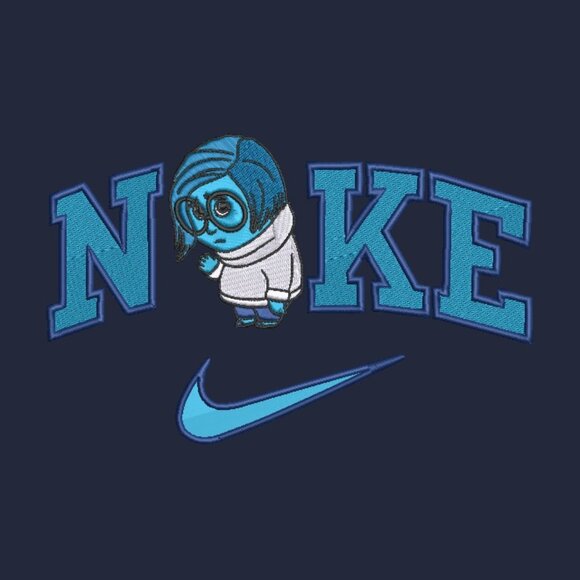 Nike Sadness Embroidered Adult Unisex Crewneck Sweatshirt Inside Out - Picture 1 of 11